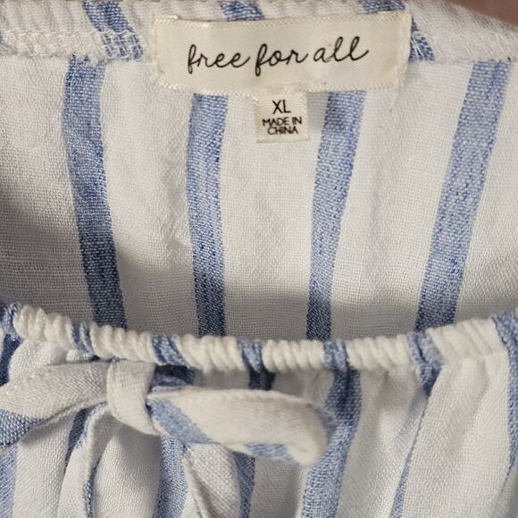 Free for All Dress Women’s Puff Sleeve Cottage Milkmaid Blue White Stripe Sz XL - Picture 5 of 7